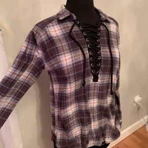 Lace up flannel